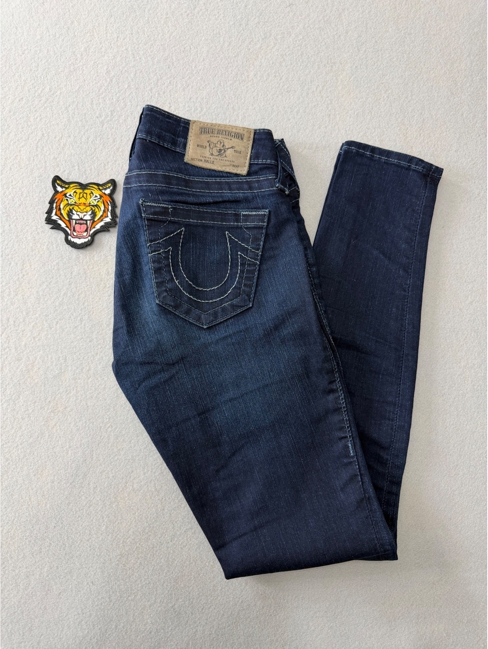 279/631 True Religion Halle Skinny Jeans Size 25 Dark Wash Made USA